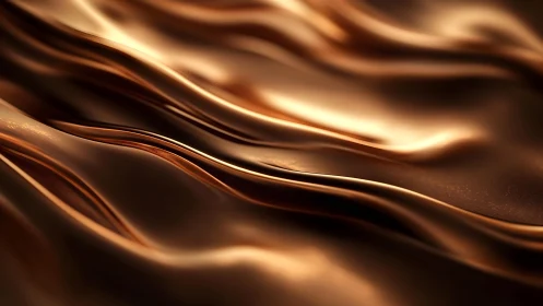 Abstract metallic waves in warm bronze and gold tones, digital art.