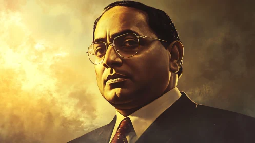 Digital painting portrait with dramatic warm backlighting.