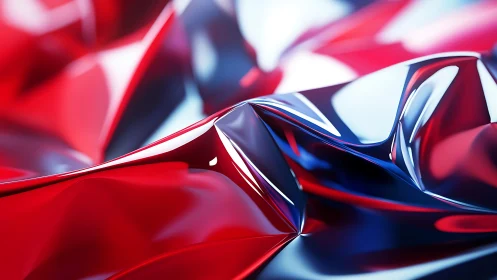 Abstract red, white, and blue metallic folds in modern digital art.