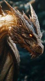 3D dragon portrait with molten scales and cinematic rim light.