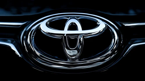 Highly polished automotive emblem with reflective chrome surface detail