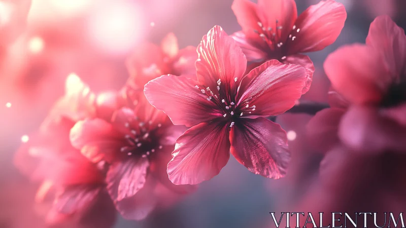 Radiant Pink Flowers Bloom in Soft Dreamy Light