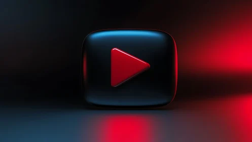 Neon Play Symbol Against Dark Atmospheric Backdrop.