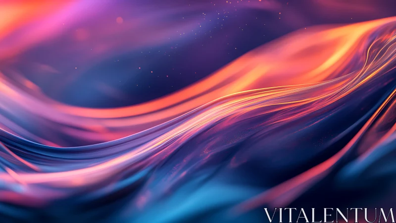 Chromatic lightwaves curve across iridescent digital surface