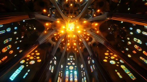 Cathedral stars explode into stained-glass constellations overhead