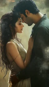Intimate Moment Between Two People in Golden Light.