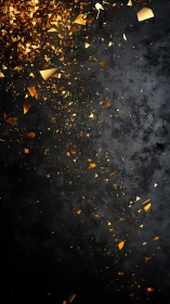 Golden shards erupt through midnight smoke in radiant drift.