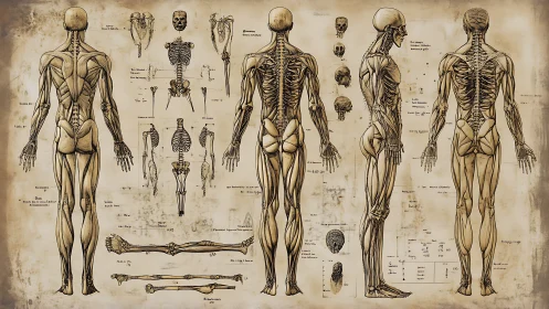 Anatomy parlour of sinew and bone on parchment calm.