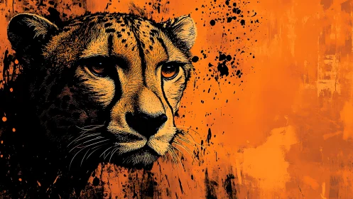 Fierce Feline in Amber: A Cheetah's Piercing Gaze.