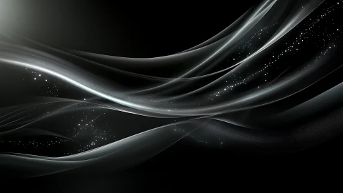 Luminous silver waves drift through a dark cosmic void