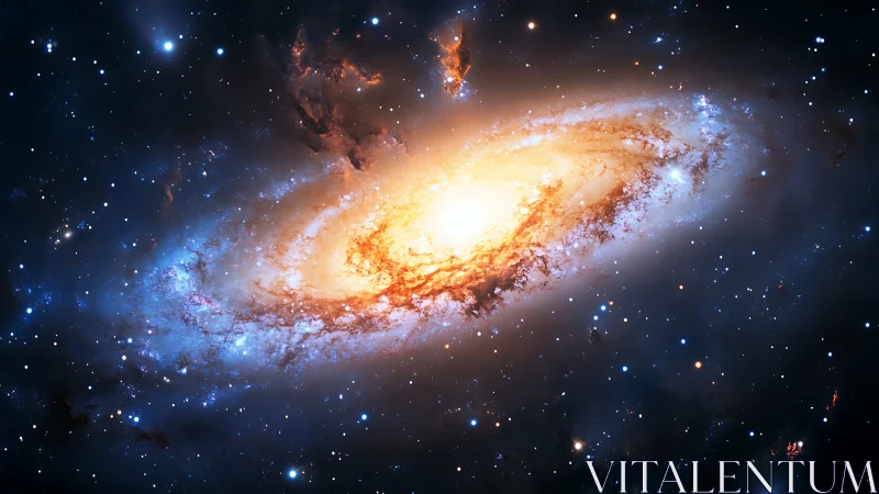 Spiral galaxy with bright central bulge occupies deep space field