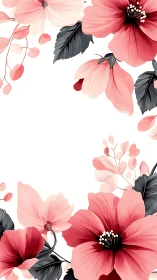 Vector Floral Composition with Pink Cosmos Petals and Graphite Foliage