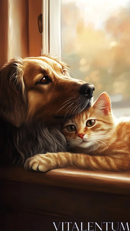Golden Companions by the Window Light.