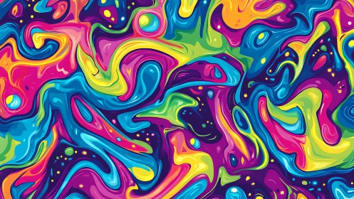 Neon liquid waves flow across a vivid abstract background