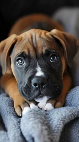 Puppy eyes hold the blanket hostage with quiet devotion