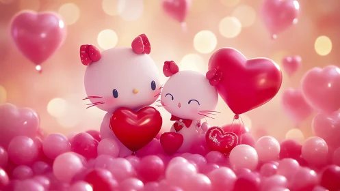 Adorable Kitten Friends Share Love in a Pink Dream
