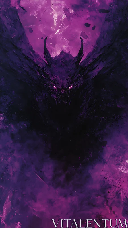 Demonic void entity emerging from luminous magenta nebula