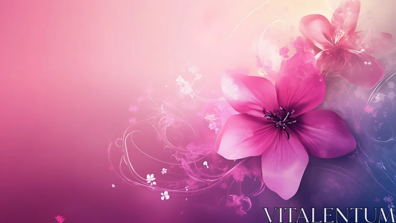 Radiant Pink Flowers Dancing in Dreamy Swirls.