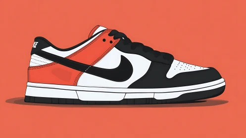 Illustrated Nike sneaker profile with bold tricolor blocking.