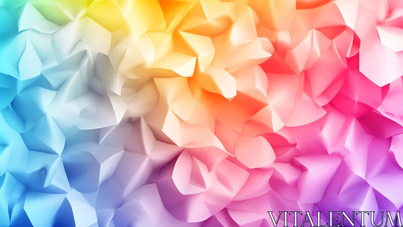 Folded gradient surface with soft multicolor polygon forms.