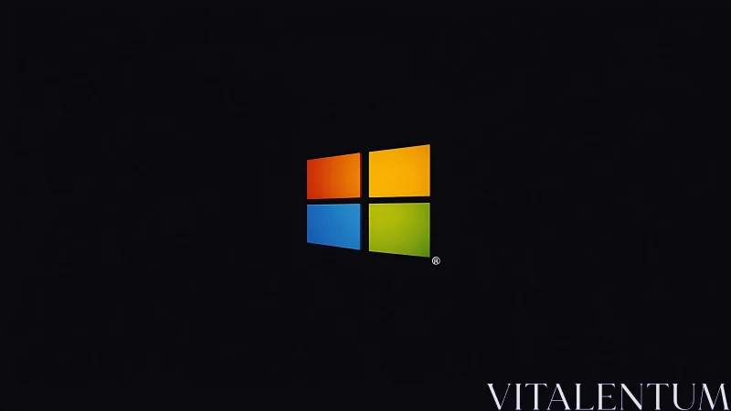 Multicolor quadrilateral window mark on deep matte black field.