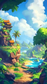 Enchanted Garden Path Leads to Pagoda Sanctuary