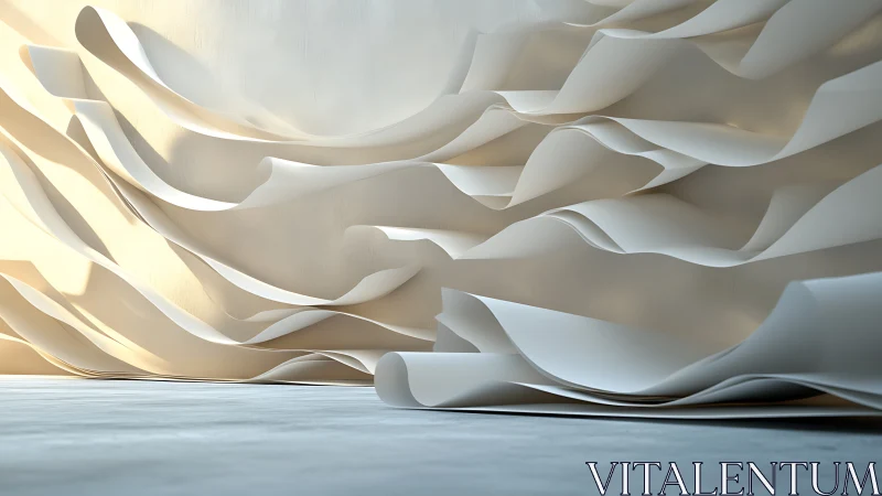 Undulating paper-like wall relief defines sculptural minimal interior