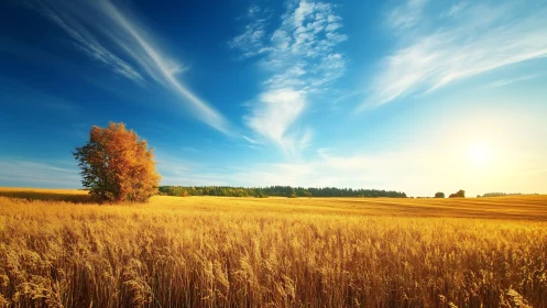Golden field daydream under a wide open autumn sky.