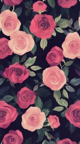 Layered Rose Composition with Chromatic Variation and Botanical Foliage.