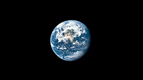 Our shared blue planet glowing gently in the quiet of space.