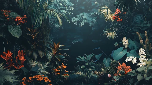 Midnight jungle clears its throat in glowing tropical color