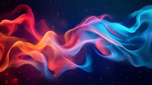 Nebula Ribbons Dancing Between Ember Red and Electric Blue.