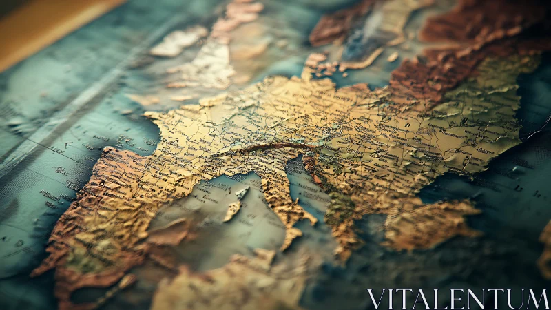 Relief map detail showing central and western Europe region.
