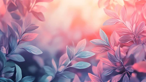 Dreamy pastel leaves drifting through evening light.