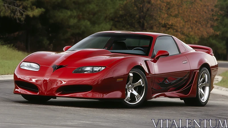 Aerodynamic red sports coupe with custom aero bodywork profile.