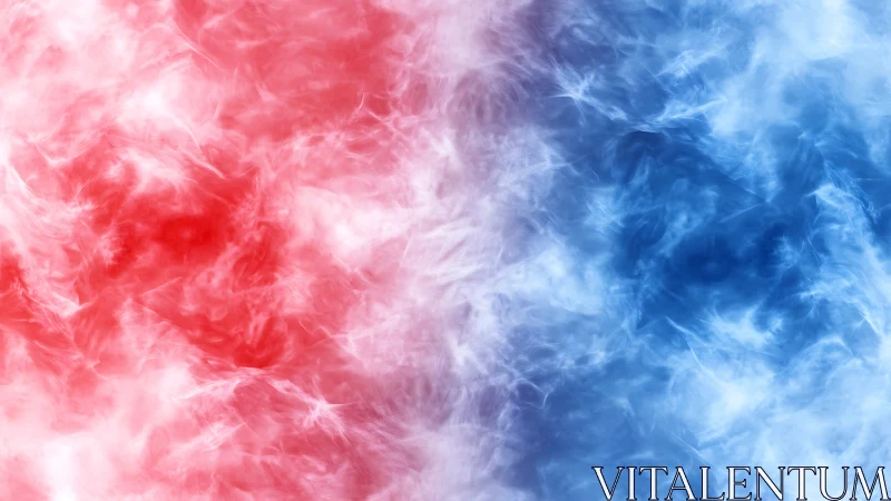 Dual-toned nebula clouds merge in swirling red and blue light.