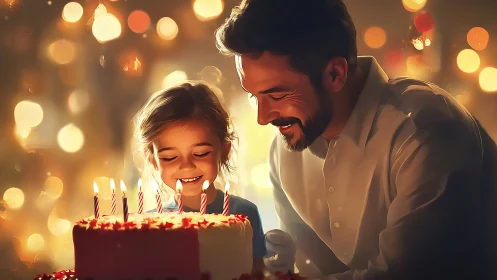 Father and Daughter Celebrating Birthday Together.