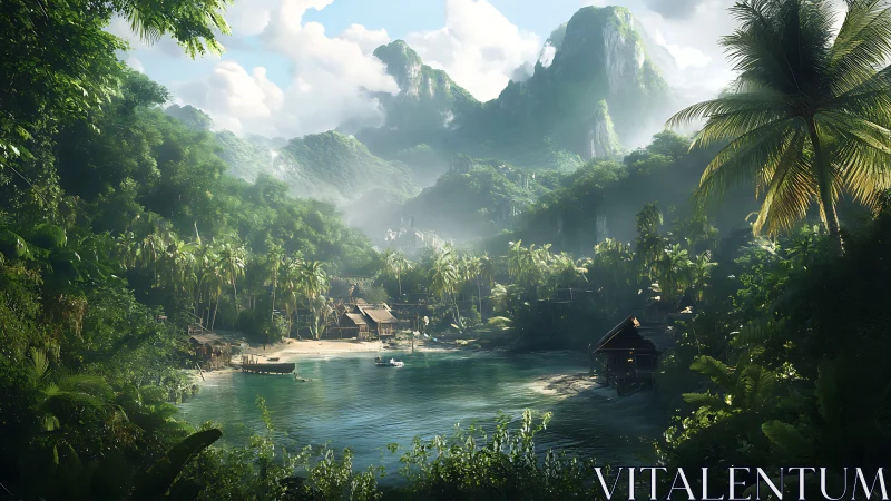 Emerald Valley Whispers: Where Limestone Cliffs Embrace Jungle Dreams.