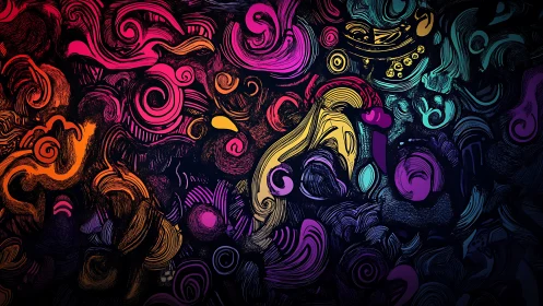 Vibrant abstract swirls in dense multicolor composition.