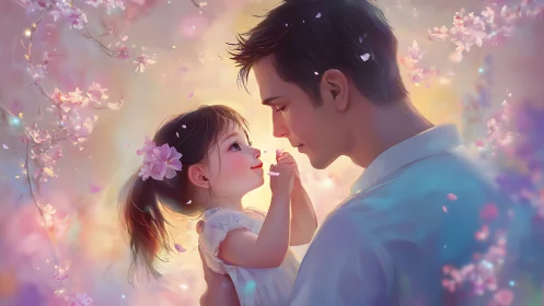 Father & Child Dance Among Celestial Blossoms