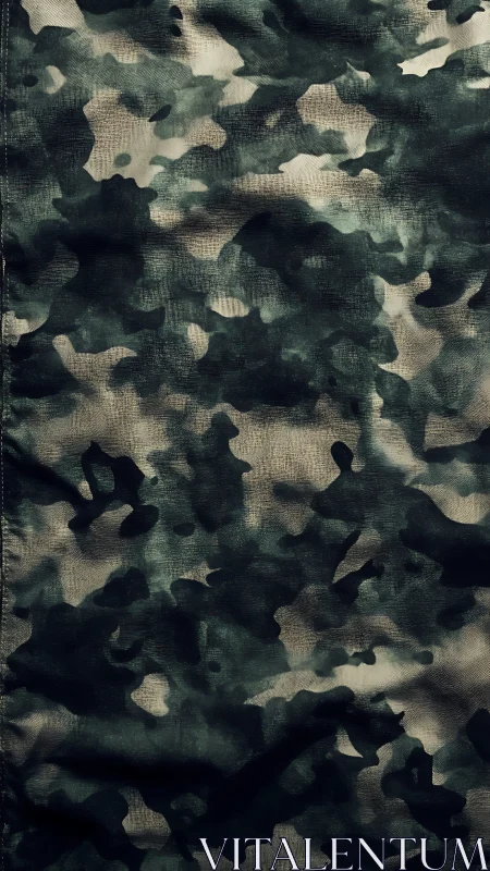 Vintage Camouflage Textile Pattern with Layered Green and Cream Tones