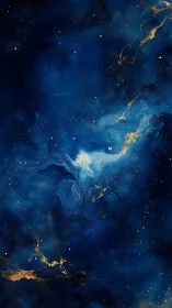 Stellar nebula abstraction renders deep sapphire and gold dynamics