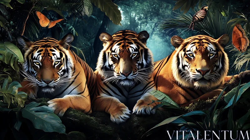 Three Tigers in Jungle Sanctuary.