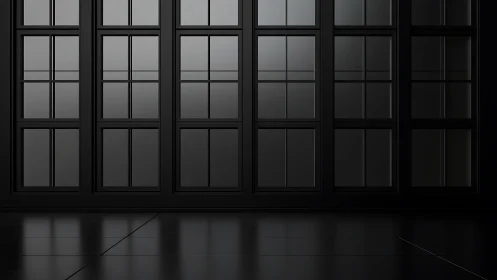 Midnight grid of silent windows polishes the dark room