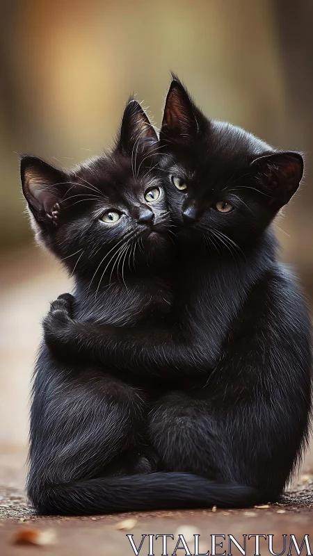 Obsidian Whiskers: Dual Gazes of Mysterious Feline Wonder.