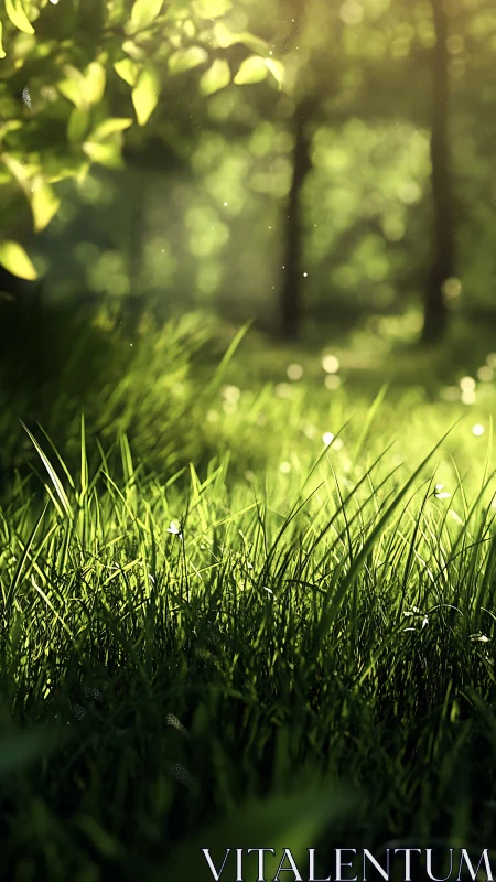 Morning sunlight tiptoes through whispering forest grass