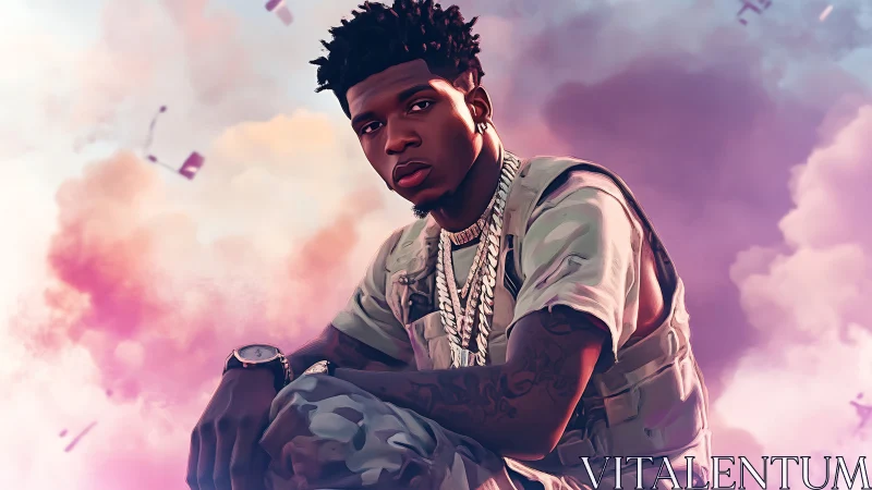 Calm street royalty resting in a dreamy pastel sky haze.