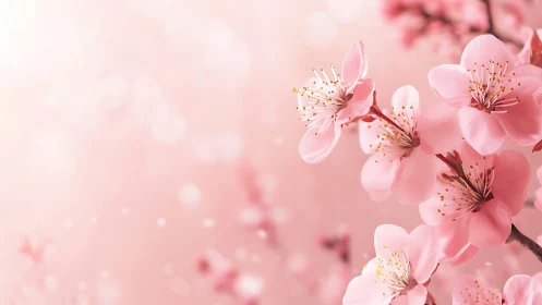 Selective focus macro study of pink blossom clusters on soft bokeh