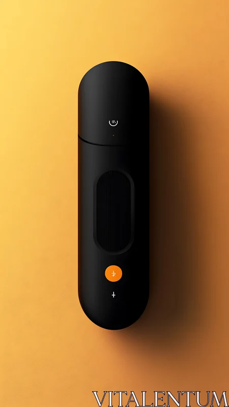 Sleek black device against golden gradient backdrop.