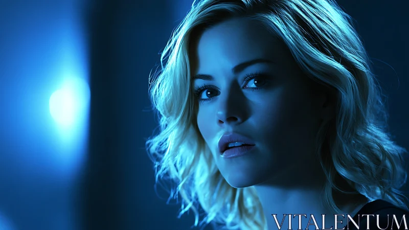 Cinematic blue portrait isolates a pensive woman in profile